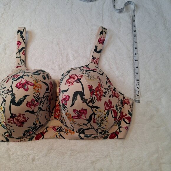 Cacique Lightly Lined Full Coverage Floral Demi Bra Sz 44D Underwire Whimsigoth - Picture 12 of 14